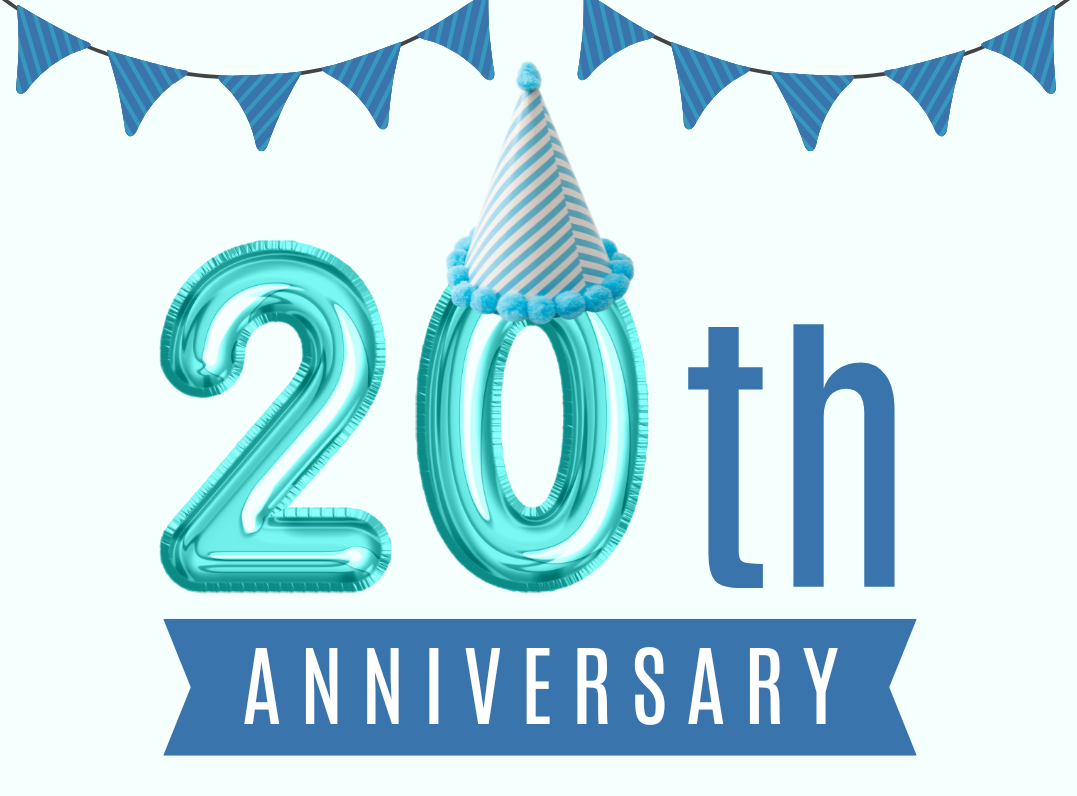 White and Blue Modern One Year Business Anniversary Instagram Post